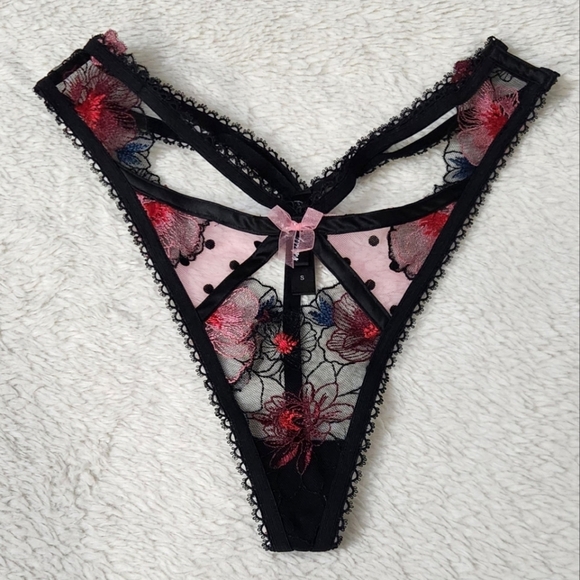 New!For Love and Lemons Zinnia Embroidered Thong Panty - Picture 6 of 12